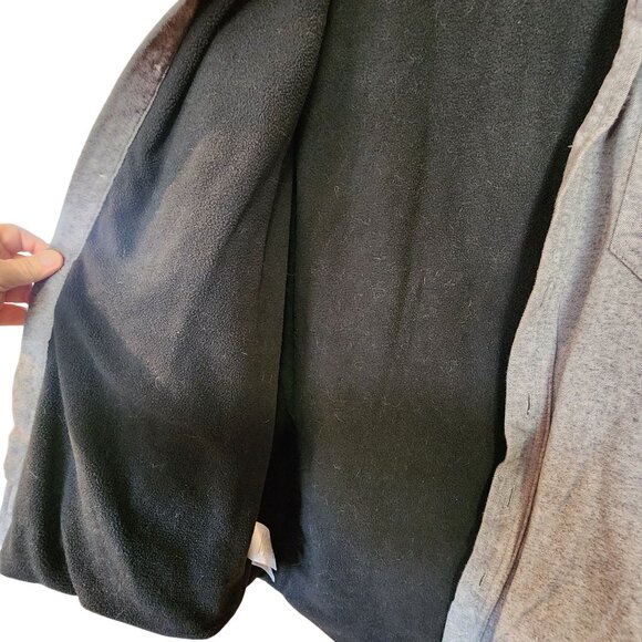 Eddie Bauer Mens Gray Button-Up Shirt Jacket Shacket With Fleece Lining Size L - Picture 3 of 4